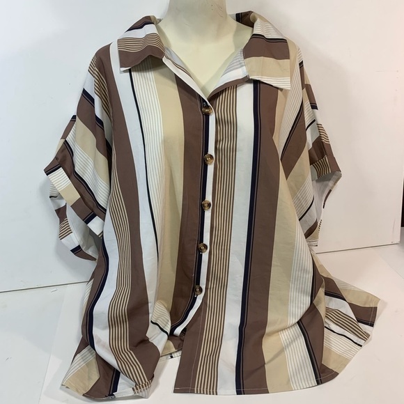 SHEIN Curve Stripped Blouse - Picture 4 of 7